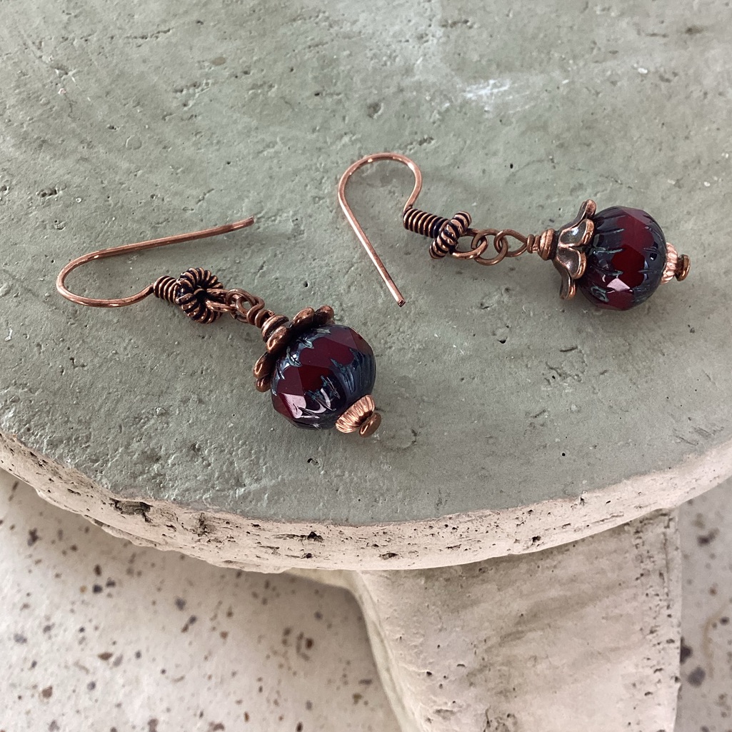 Copper Fire Polished Earrings Nwt 25$